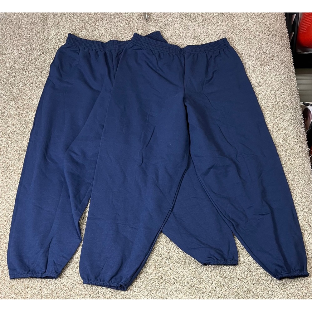 Hanes ComfortBlend PrintPro Sweatpants 2 Pack Navy Blue Mens XL Elastic Cuffs